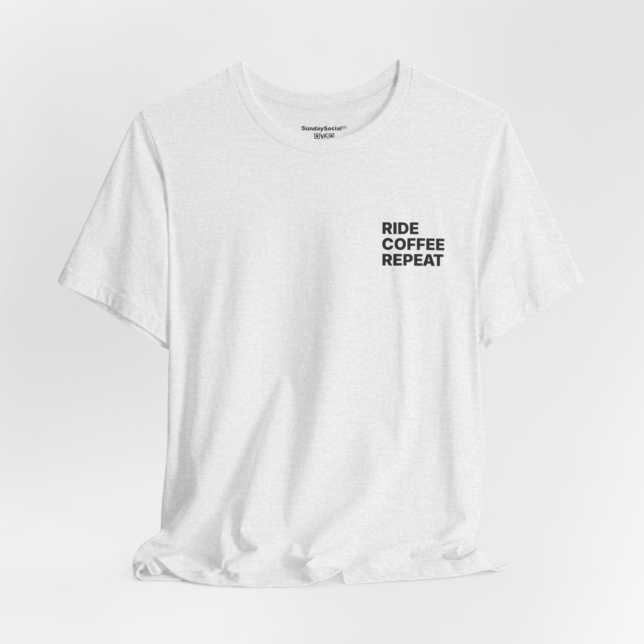 Cycling Apparel T Shirt - Ride Coffee Repeat Ash Front
